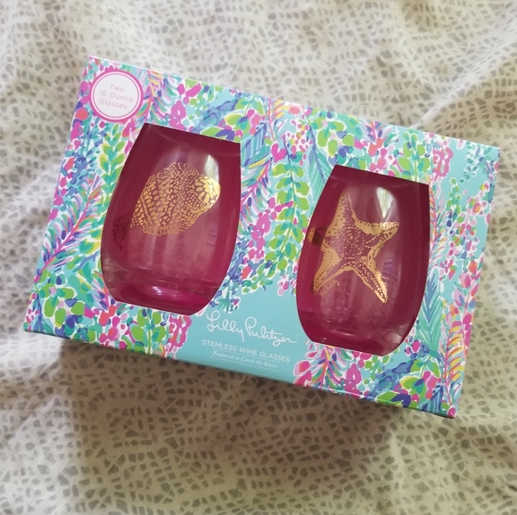 Lilly Pulitzer Other - Lilly Pulitzer stemless wine glasses new in box